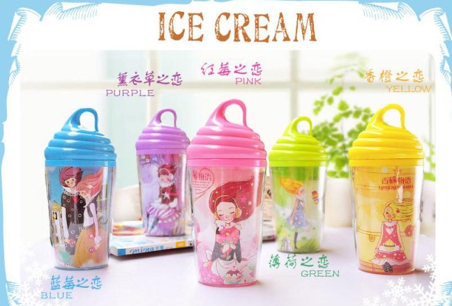 DOUBLE WALL PLASTIC BOTTLE(ICE CREAM SHAPED)-WF00665